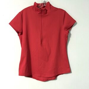 Tommy Bahama Islandzone Red Short Sleeve Mock Neck‎ Swim Shirt Rash Guard  S